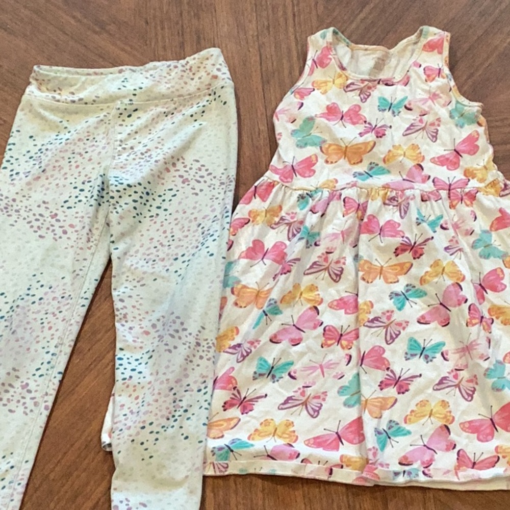 Jumping Beans Butterfly Dress and Leggings Set - Multicolor